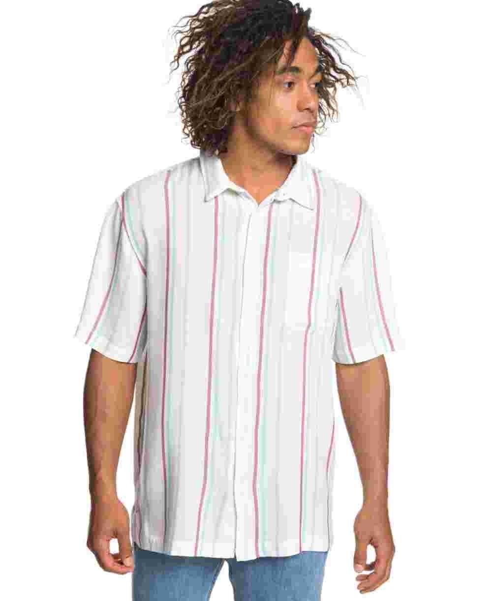 Quiksilver Men's Og Stripe Shirt White Size XX-Large