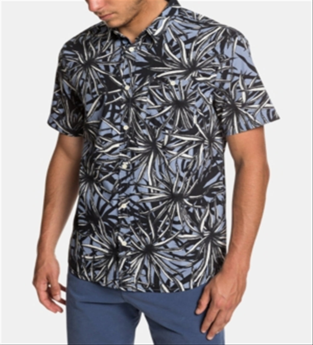Quiksilver Men's Pandanas Bathursts Bats Button Down Shirts Blue Size Large