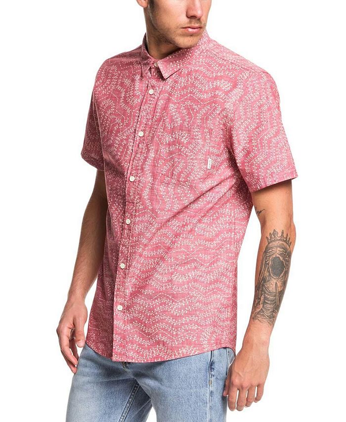 Quiksilver Men's Wattle Short Sleeve Woven Shirt Red Size Small