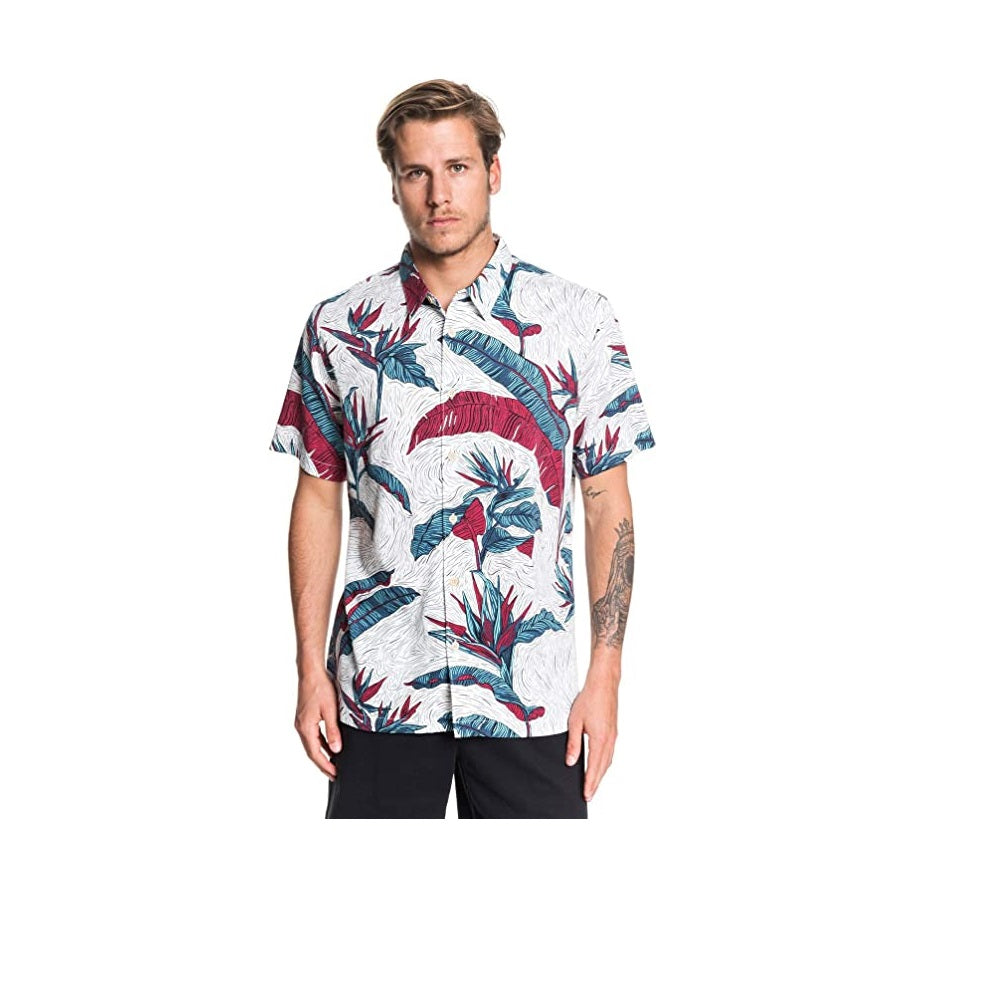 Quiksilver Waterman Under Warm Rain Short Sleeve Shirt White Size XXL