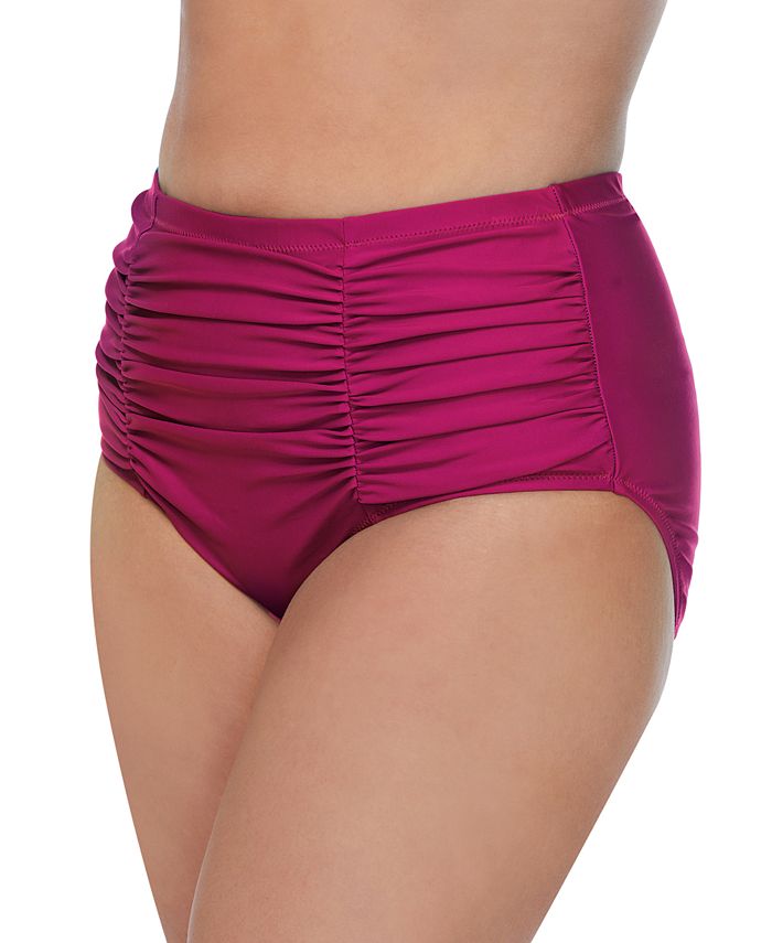 Raisins Curve Women's Dicante Solid Costa High Waist Bikini Bottom Swimsuit Pink Size 20W