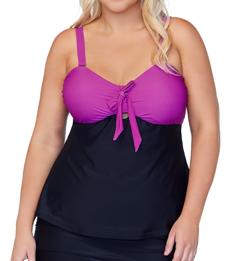 Raisins Curve Women's Trendy Zanzibar Costa Blanca Tankini Top Swimsuit Pink Size 22W