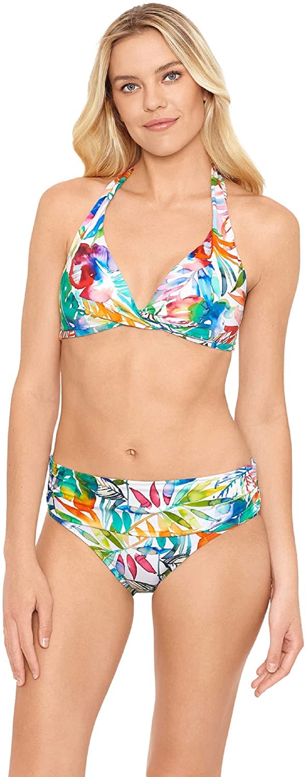 Ralph Lauren Women's Tropical Caribbean Twist Molded Cup Halter Top White
