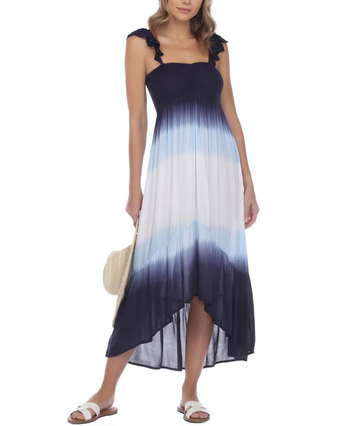 Raviya Women's Ombre High-Low Cover-Up Dress  Swimsuit Blue Size Medium