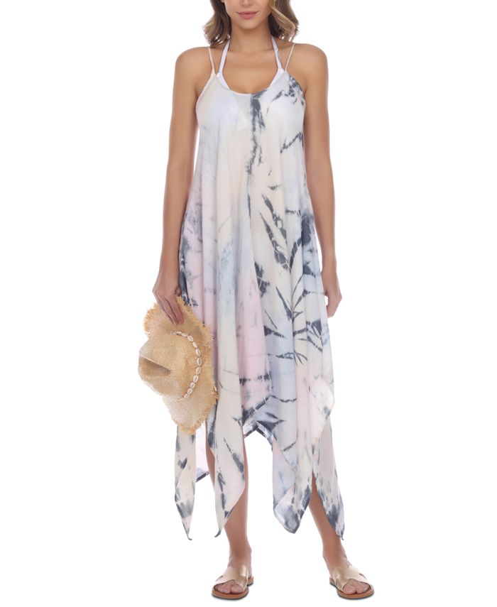 Raviya Women's Tie Dye Maxi Cover Up Dress Swimsuit Blue Size Medium