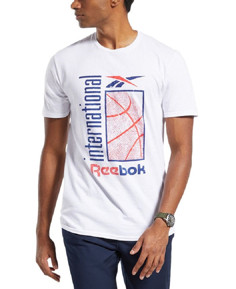 Reebok Men's International Basketball Graphic T-Shirt White Size Small