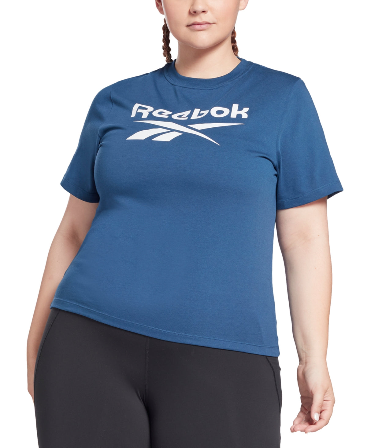 Reebok Women's Logo T-Shirt Blue Size 2X