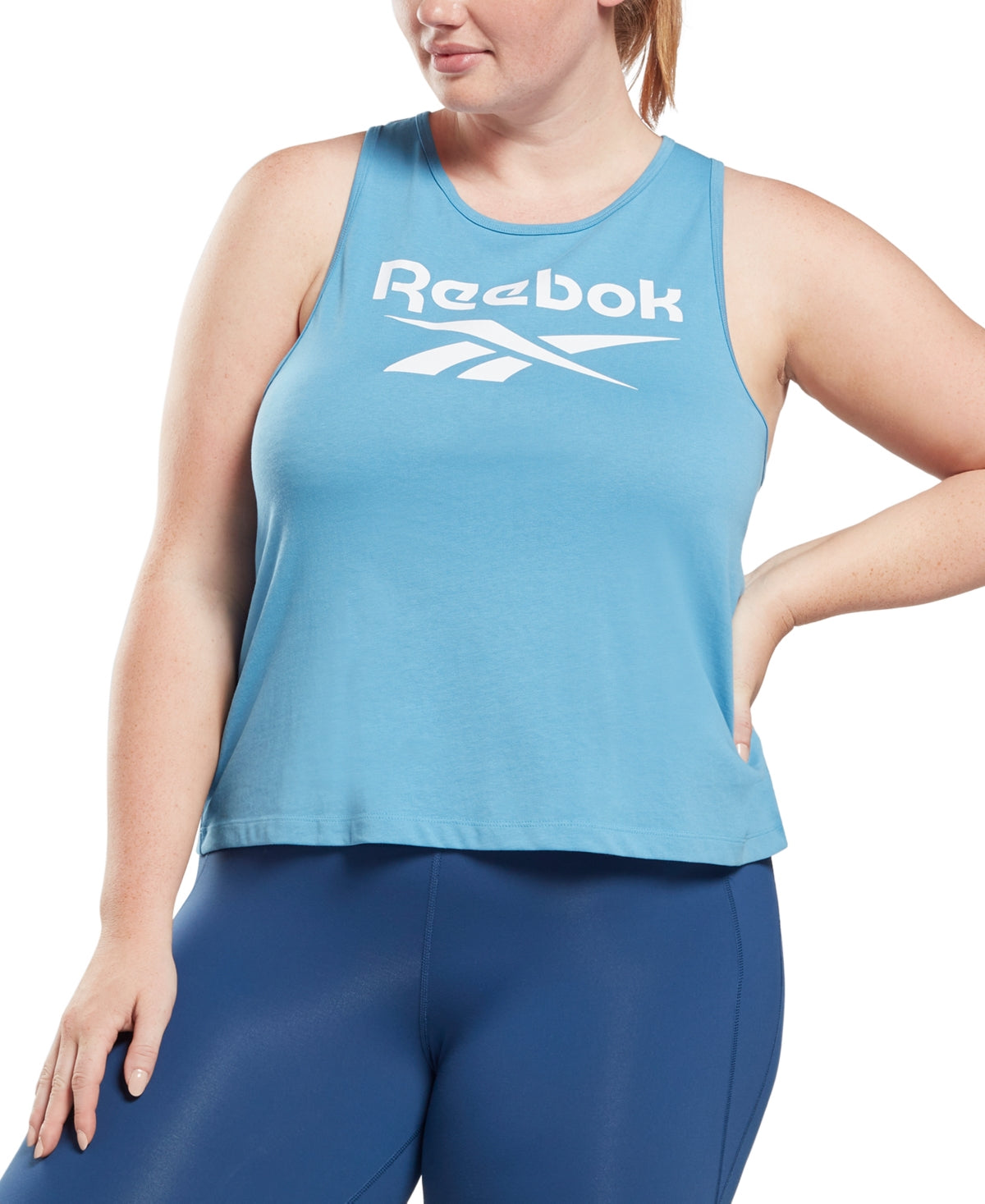 Reebok Women's Logo Tank Top Blue Size 1X