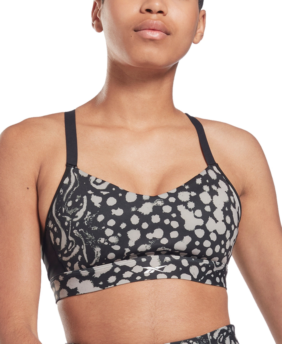 Reebok Women's Lux Medium Impact Strappy Back Sports Bra Black Size Medium