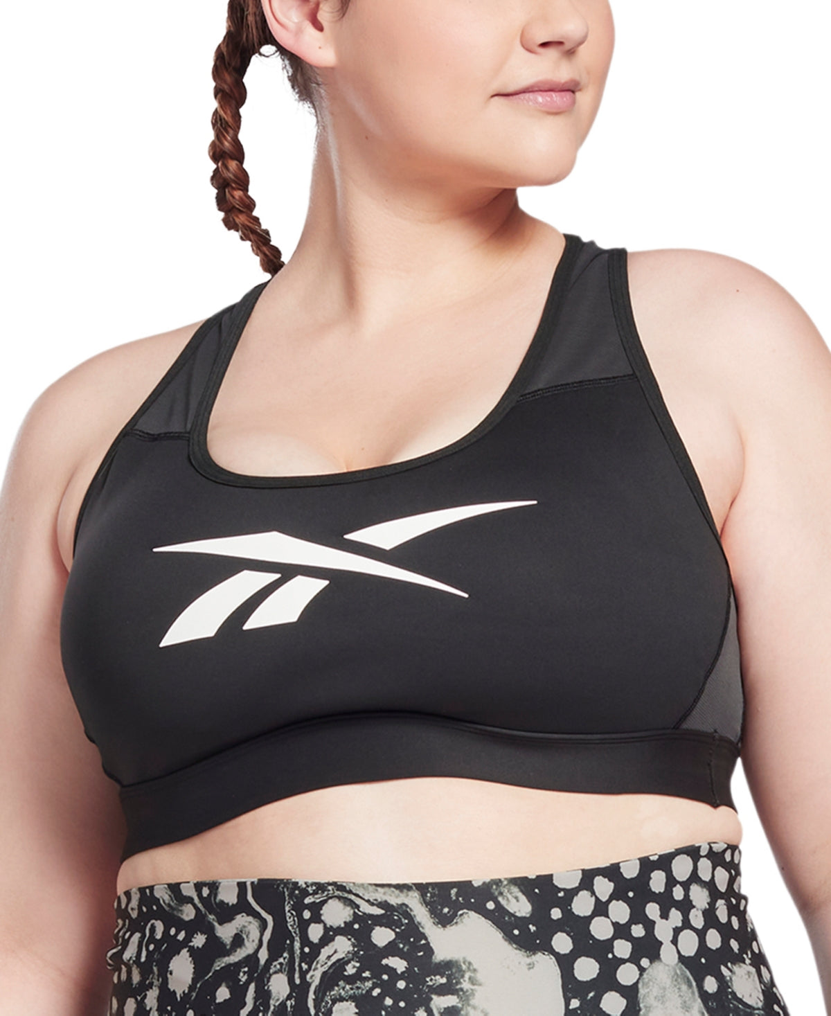 Reebok Women's Lux Vector Medium Impact Racerback Sports Bra Black Size 2X