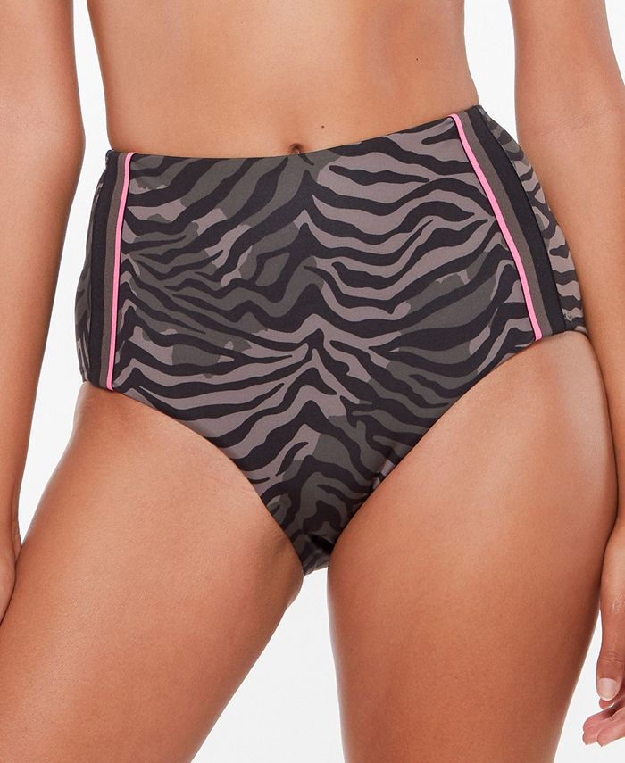 Sanctuary Women's Here Kitty Kitty High Rise Bikini Bottoms Swimsuit Black Size Large