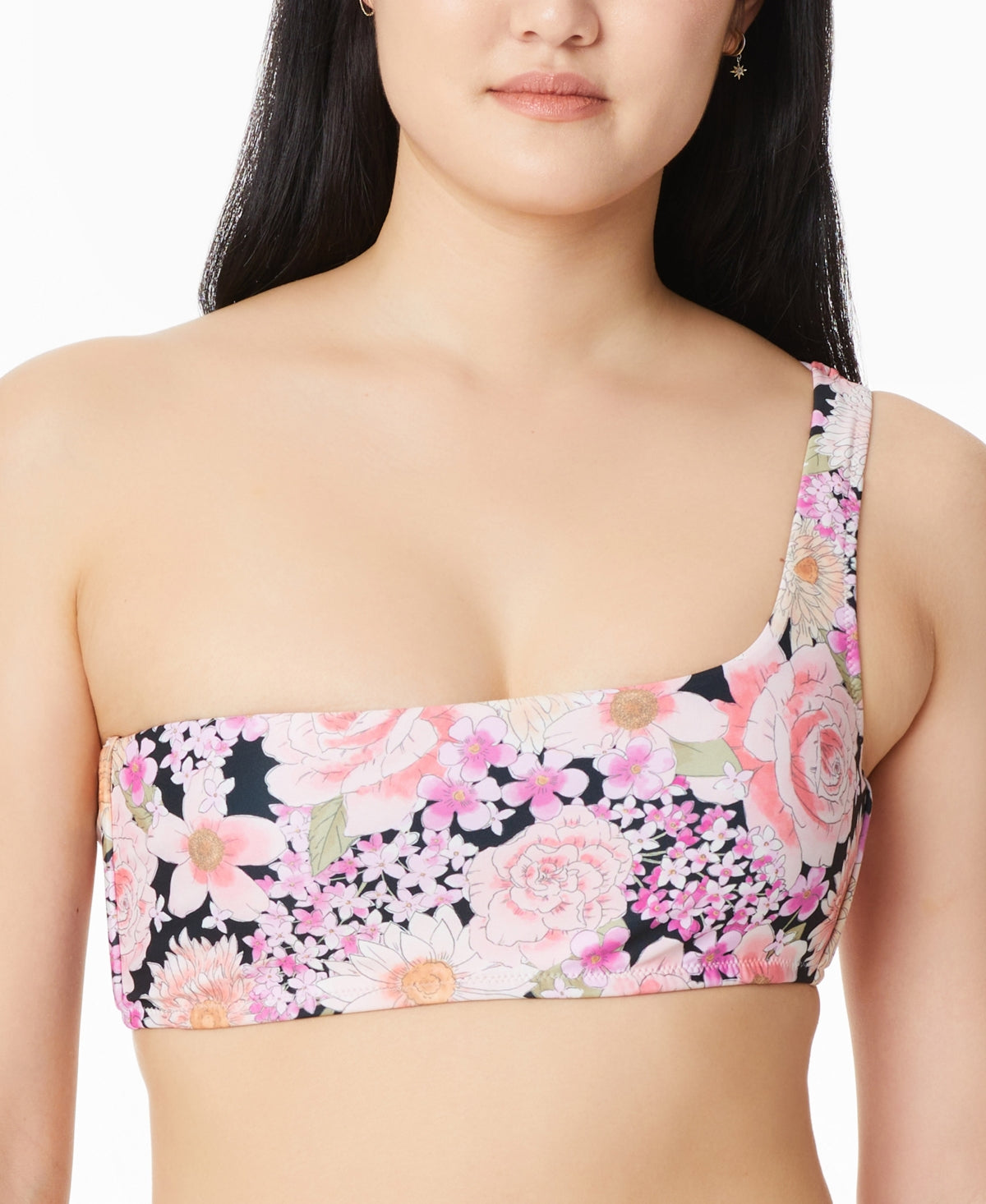 Sanctuary Women's Petal Pusher One-Shoulder Bikini Top Swimsuit Pink