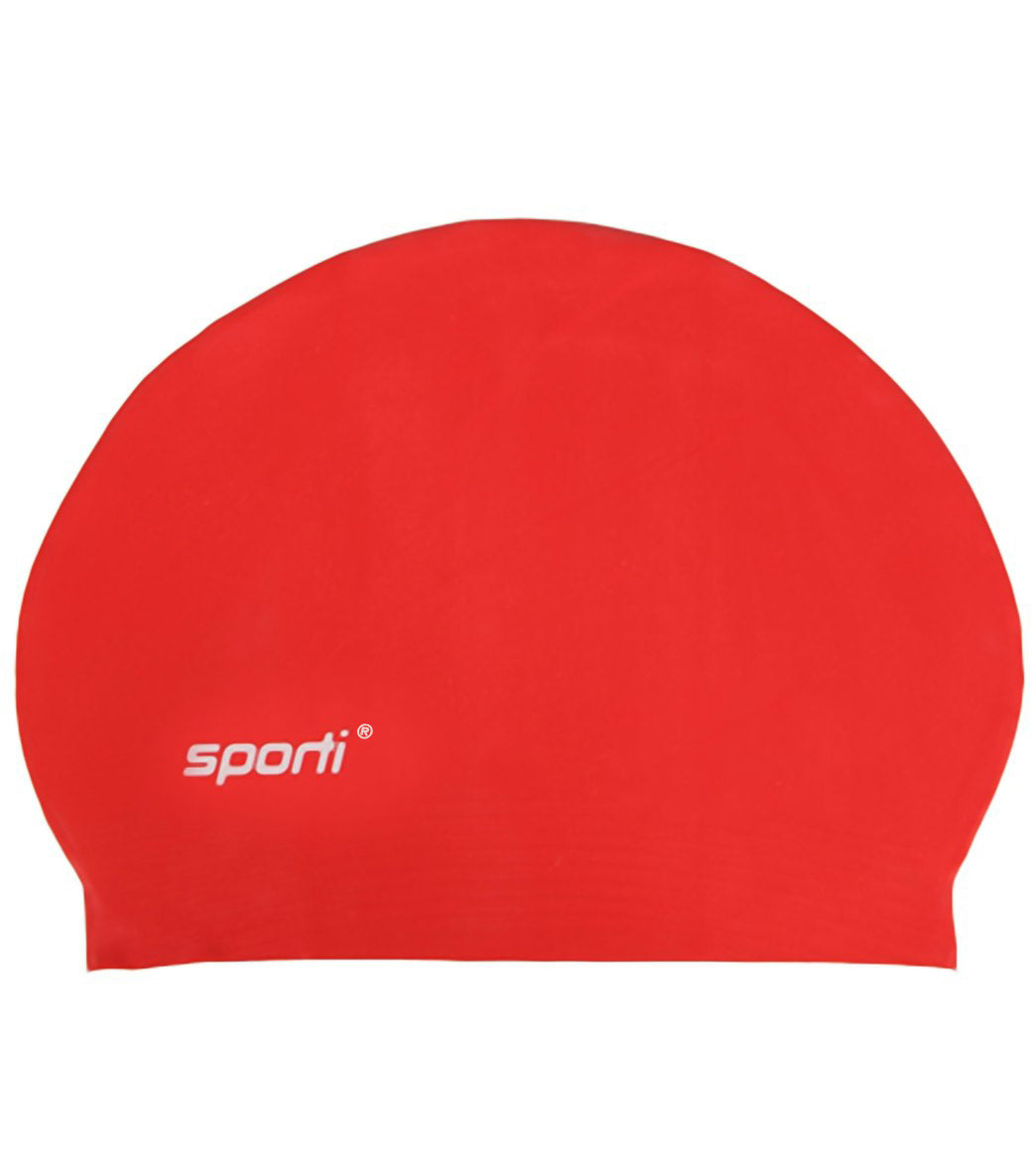 Sporti Women's 5 Pack Silicone Swim Cap Red Size One Size