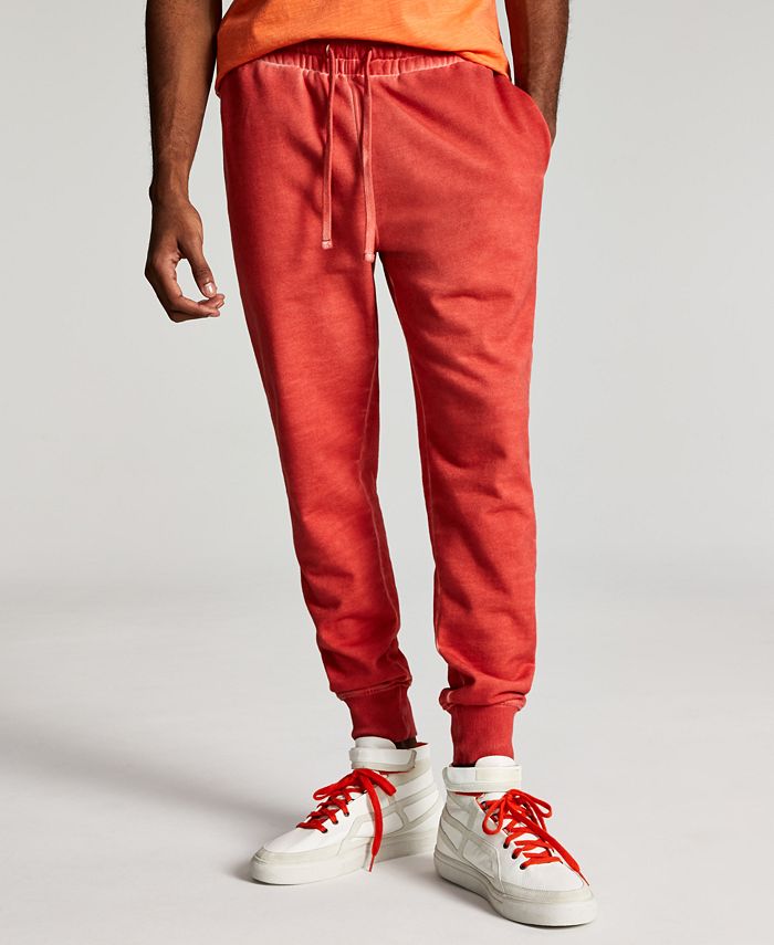 Sun + Stone Men's Garment Washed Fleece Joggers Orange Size XL