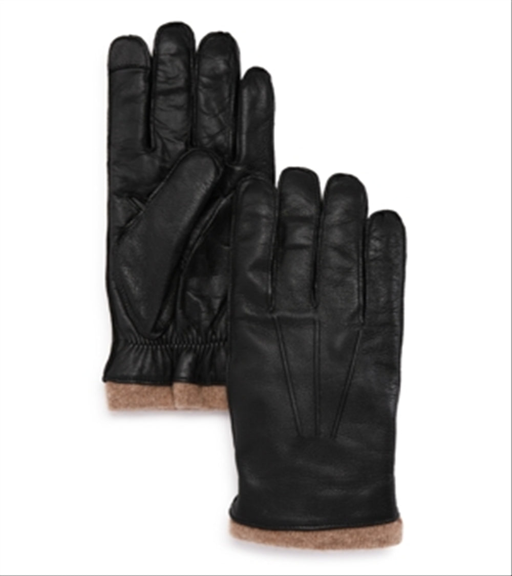 The Men's Store At Women's Knit Cuff Leather Tech Gloves Black Size Small