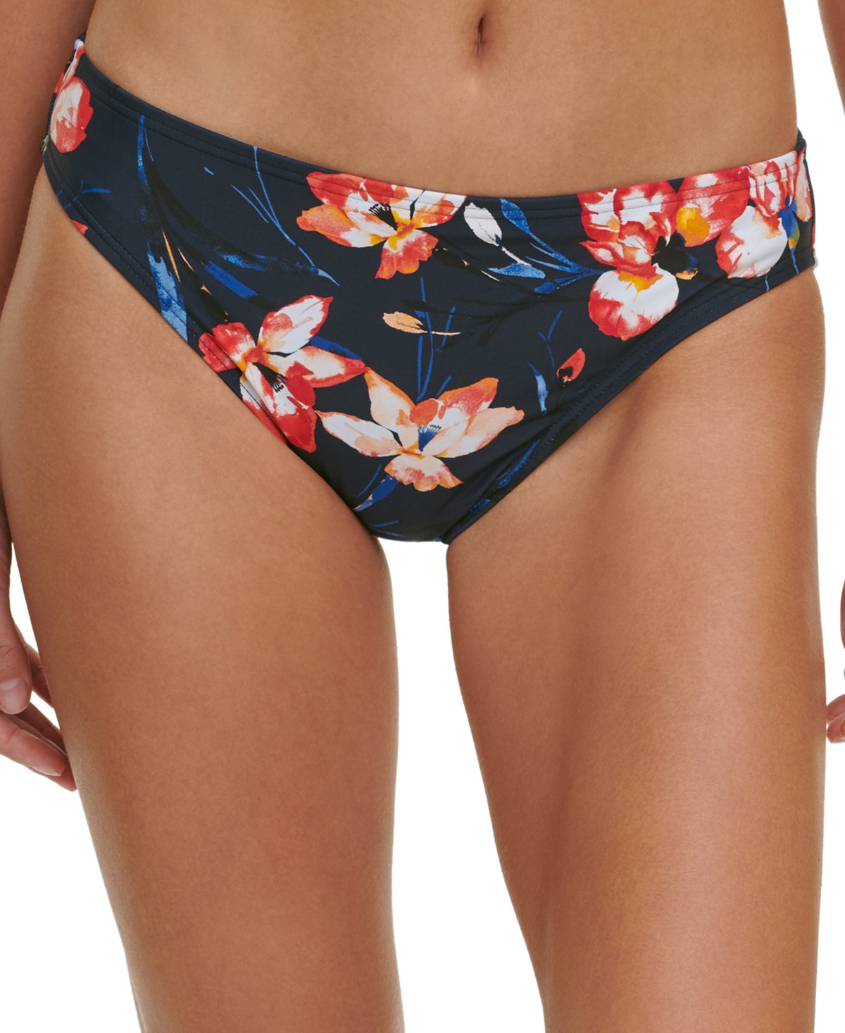 Tommy Hilfiger Women's Coral Water Iris Floral Print Bikini Swim Bottoms Blue Size Small