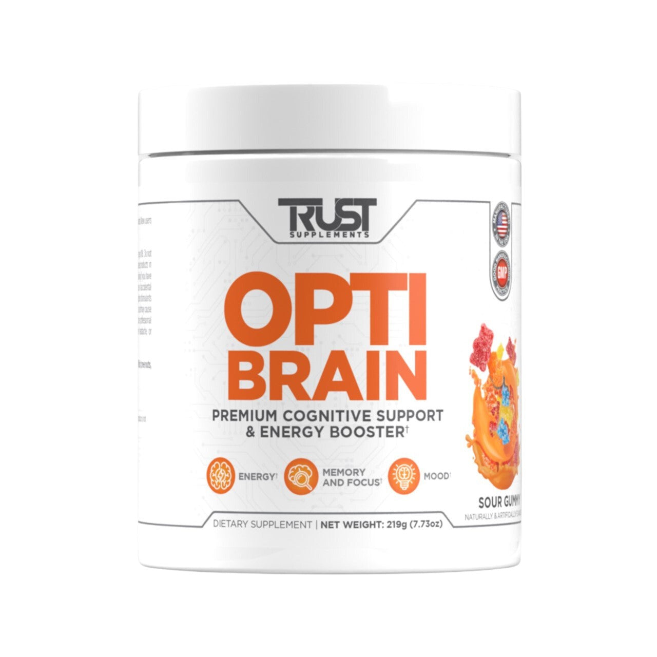 Trust Supplements Opti Brain Premium Cognitive Support & Energy Booster - Dietary Supplement, 7.73 Oz