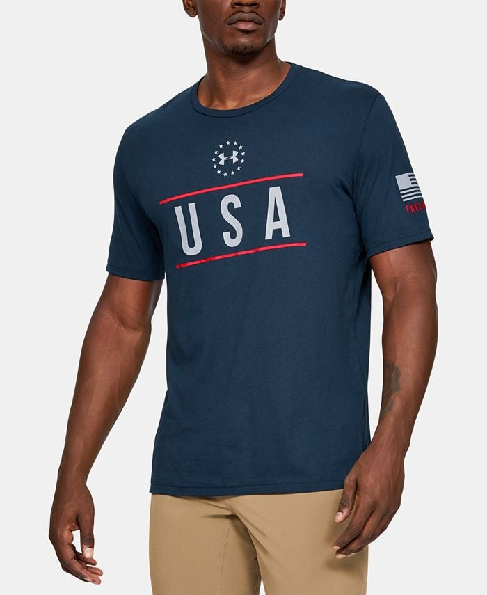 Under Armour Men's UA Freedom USA Academy T-Shirt Blue Size Small