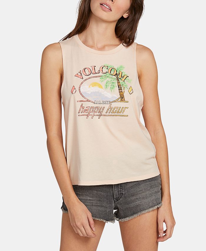 Volcom Junior's Graphic Print Tank Top Pink Size Small