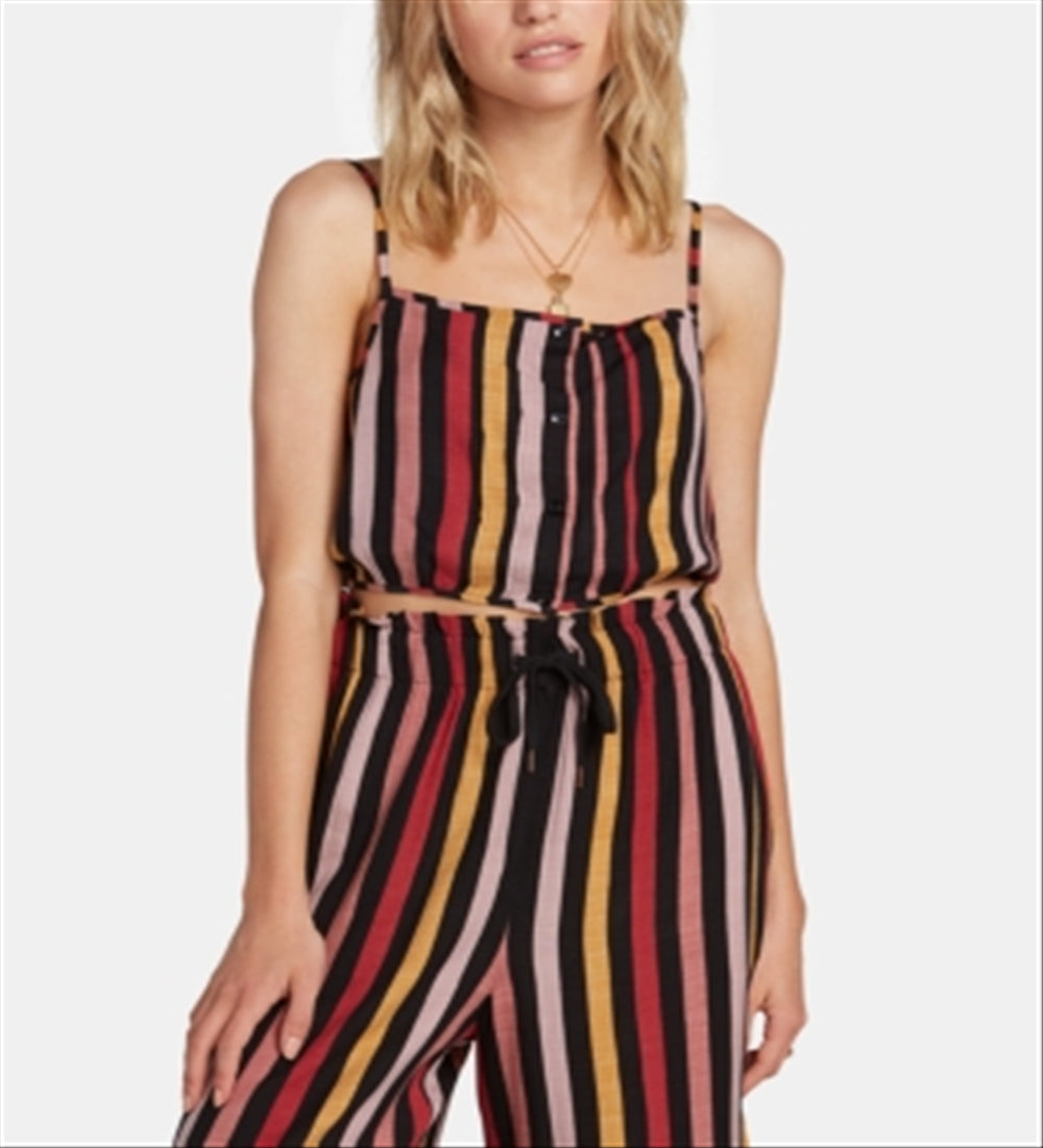 Volcom Junior's Striped Crop Top Purple Size Medium