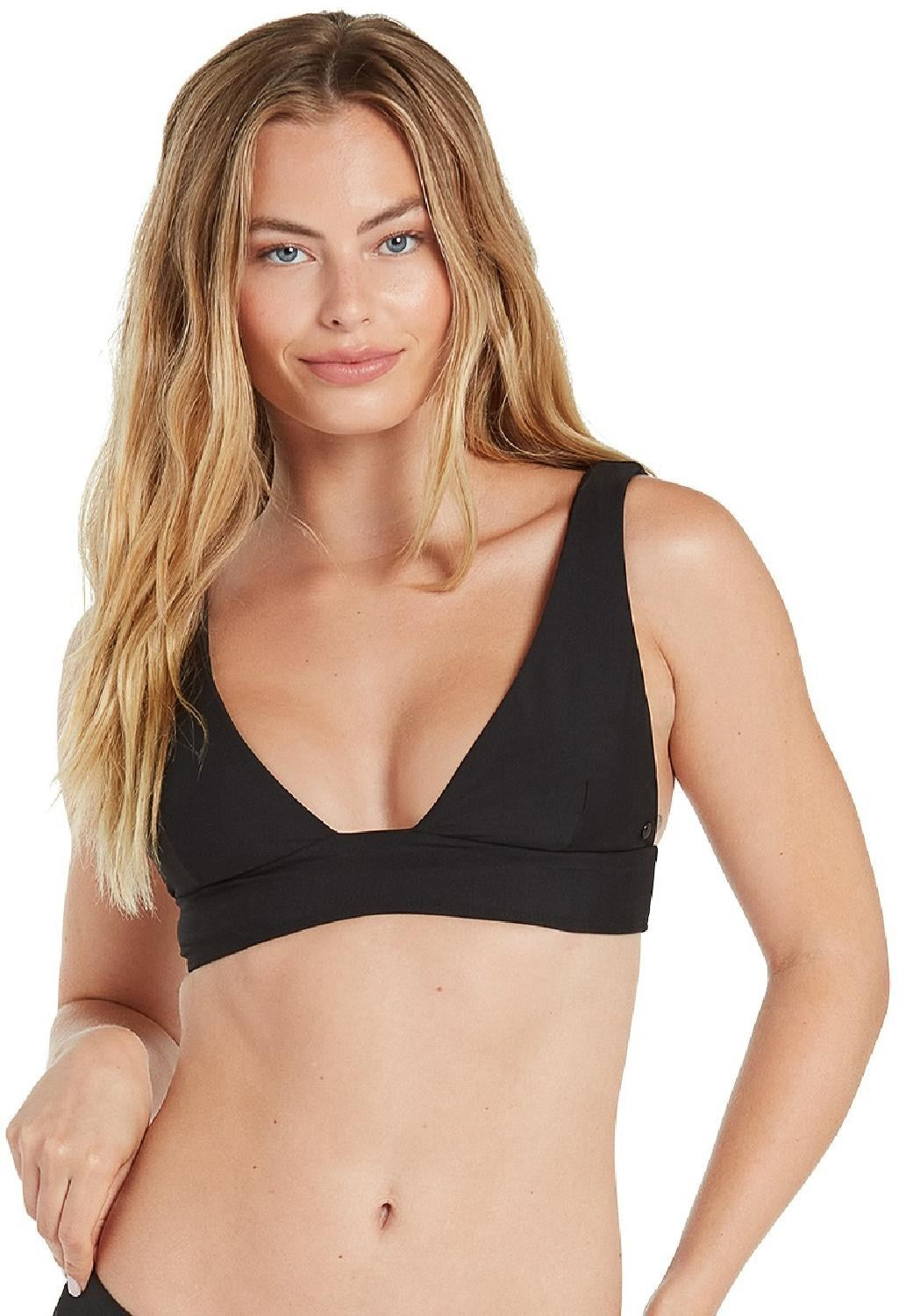 Volcom Juniors' Simply Seamless Bralette Bikini Top Women's Swimsuit Black Size XL