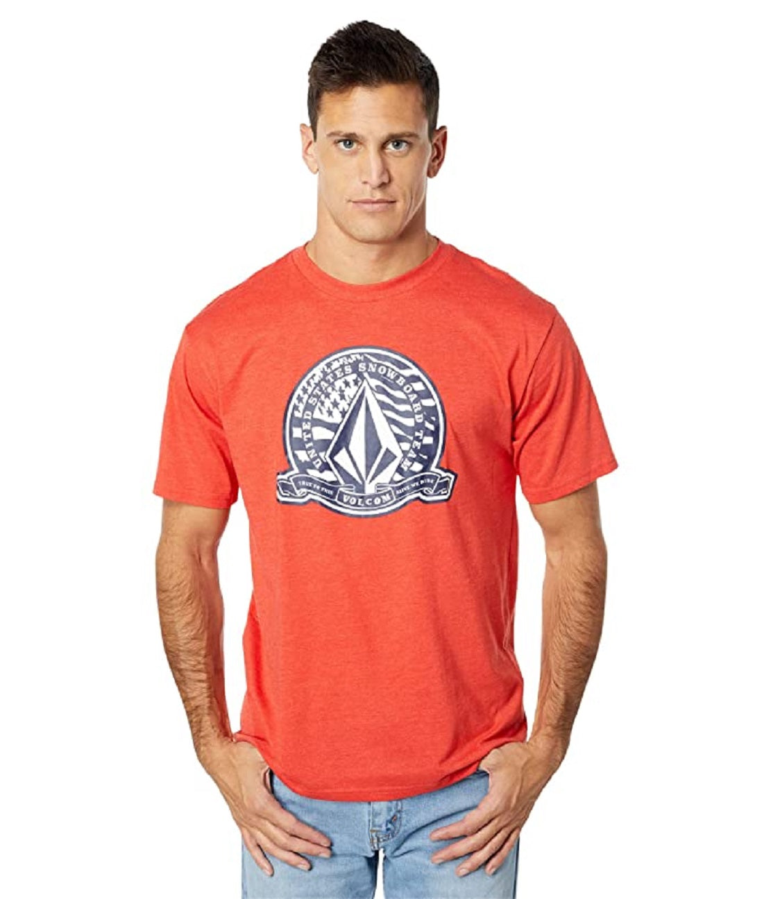 Volcom Men's Usst True To This Short Sleeve Tee Red Size Small