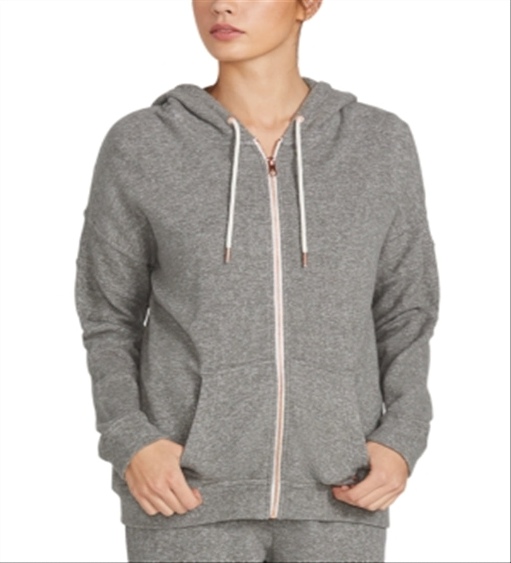 Volcom Women's Zippered Heather Long Sleeve Hooded Sweater Gray Size X-Small