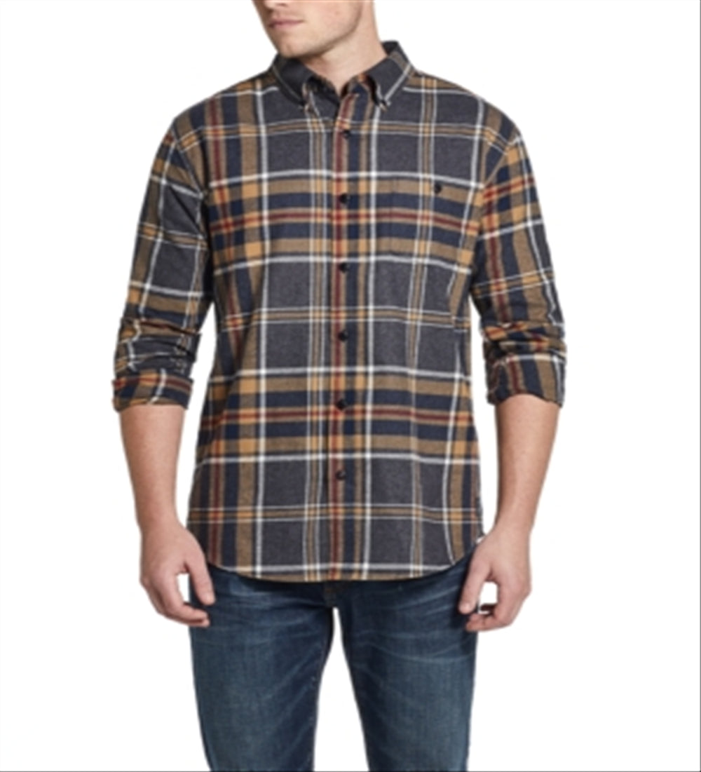 Weatherproof Men's Collared Long Sleeve Button-Down Shirt Gray Size S