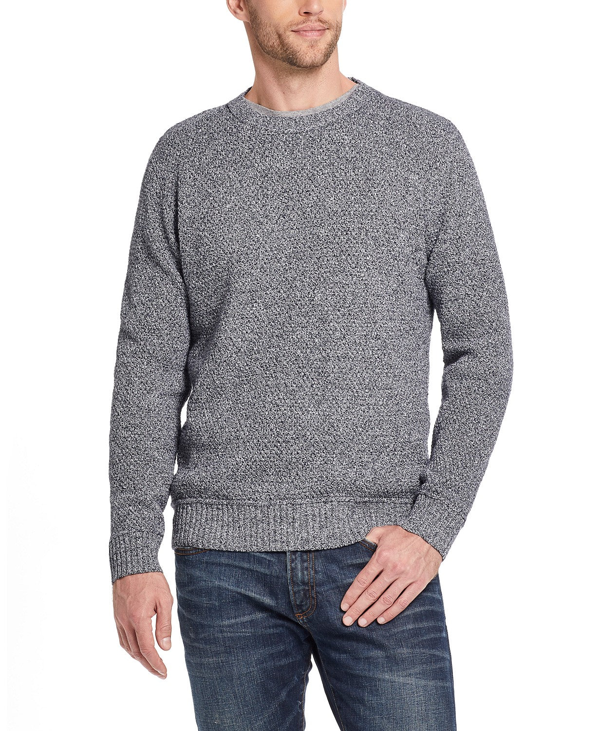 Weatherproof Men's Solid Mesh Stitch Sweater Gray Size Extra Large