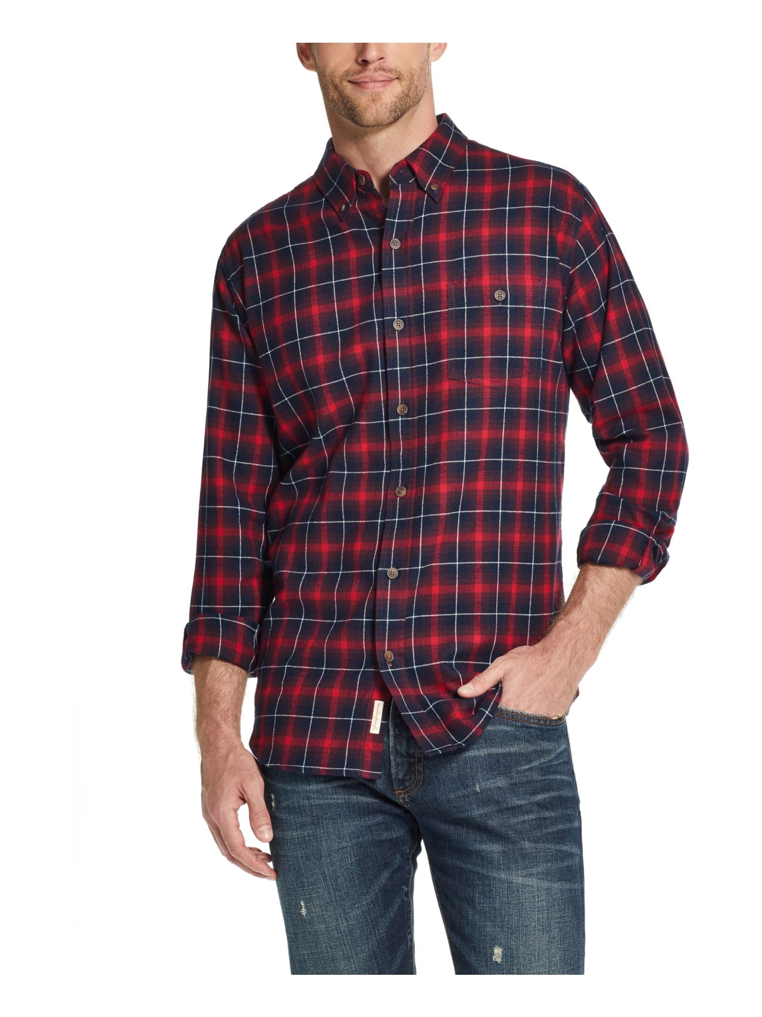 Weatherproof Vintage Men's Brushed Antique Flannel Plaid Shirt Blue Size XXX-Large