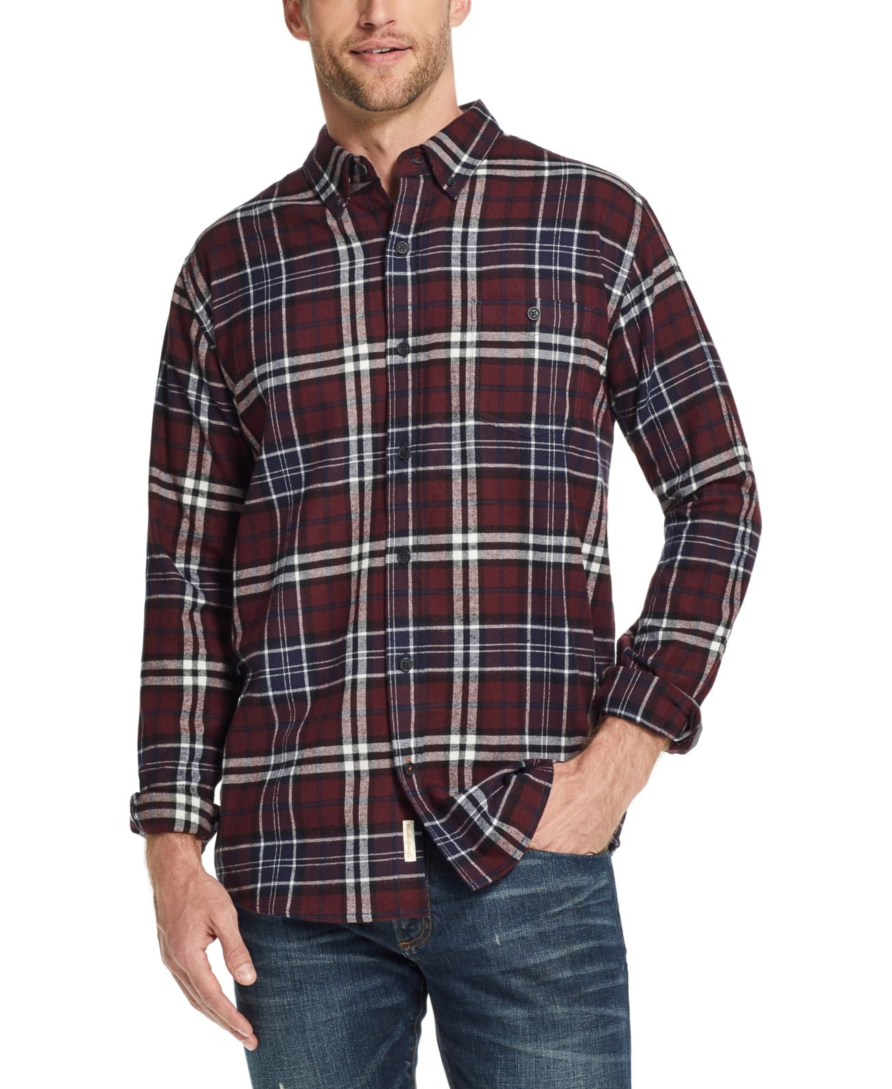 Weatherproof Vintage Men's Brushed Antique Flannel Plaid Shirt Red Size Small