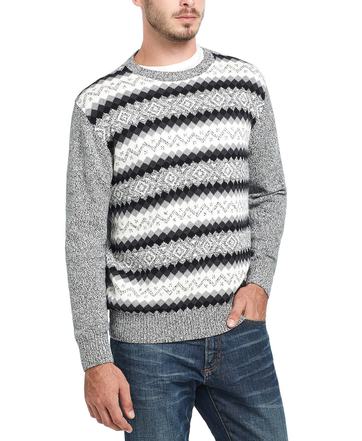 Weatherproof Vintage Men's Fair Isle Ski Sweater Black Size Extra Large