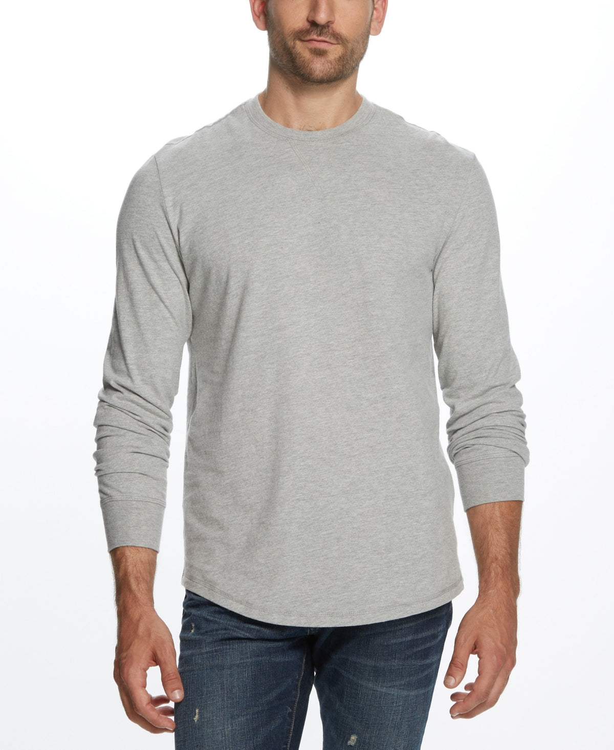 Weatherproof Vintage Men's Long Sleeve Brushed Jersey Crew Neck T-Shirt Gray Size Small