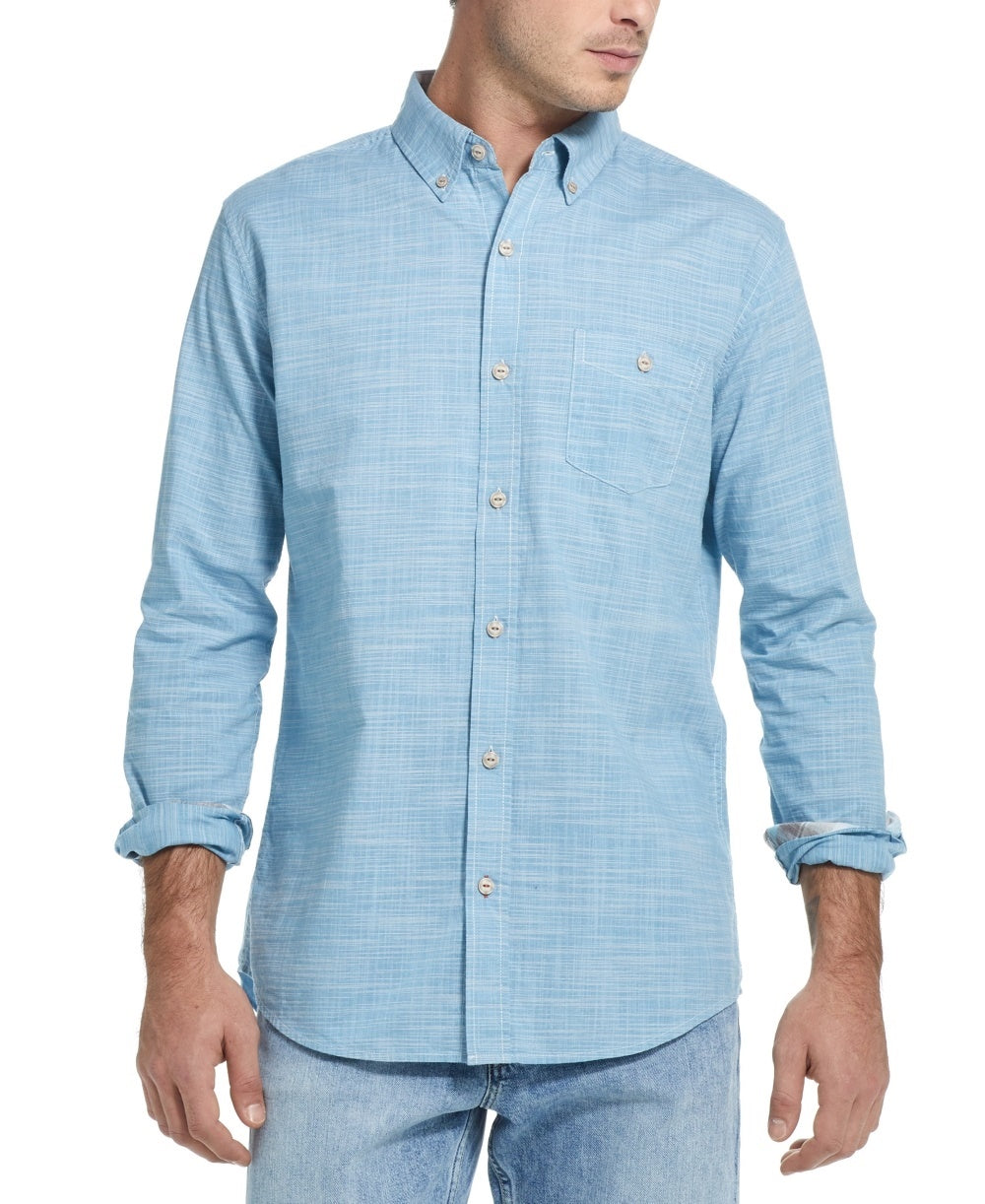 Weatherproof Vintage Men's Pinstripe Collared Dress Shirt Blue Size Small