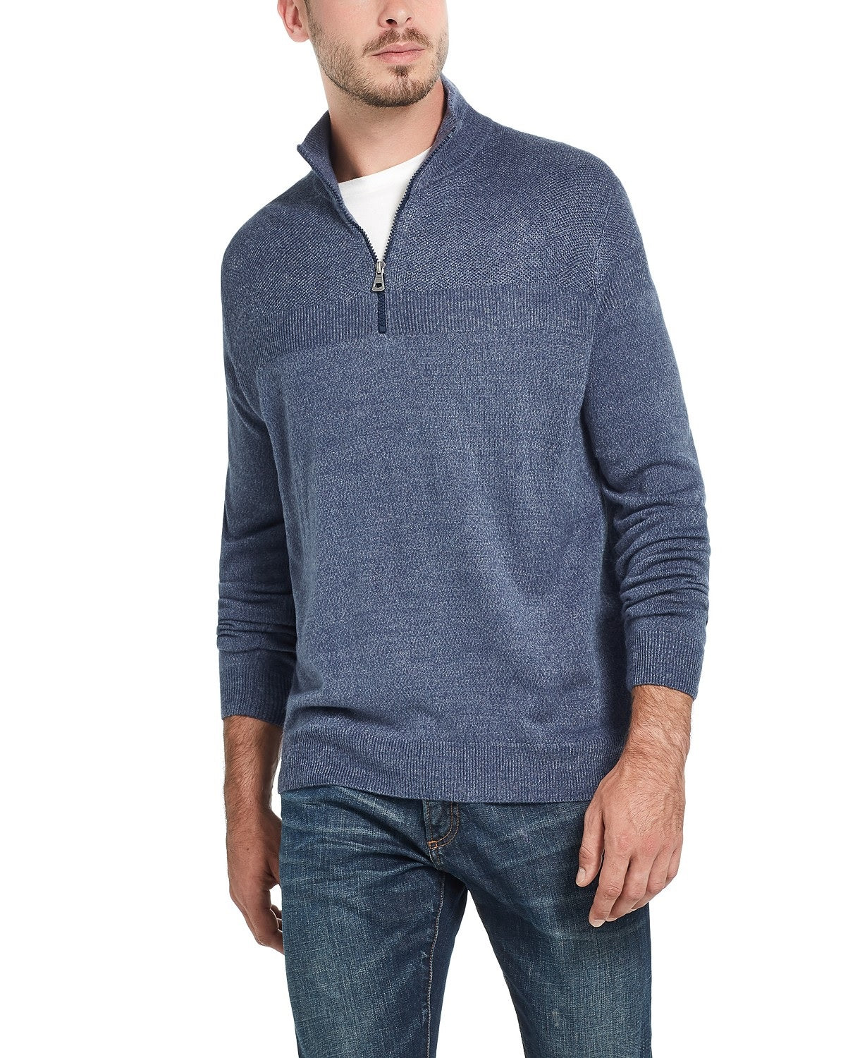 Weatherproof Vintage Men's Soft Touch Quarter-Zip Sweater Blue Size Small