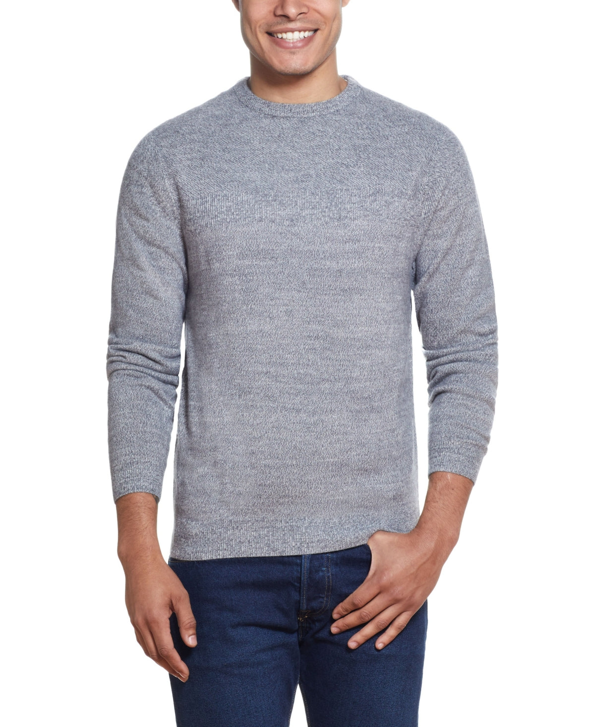 Weatherproof Vintage Men's Soft Touch Stripe Crew Neck Sweater Gray Size X-Large