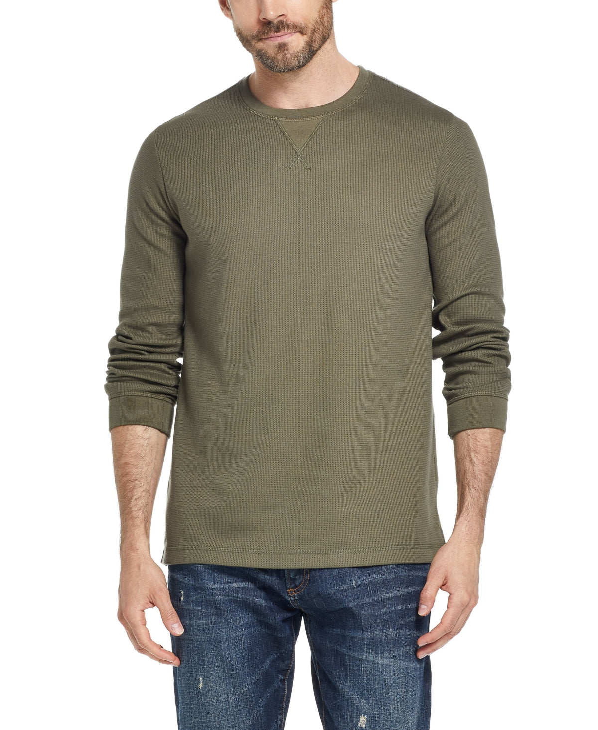 Weatherproof Vintage Men's Waffle Crew Neck T-shirt Green Size XL
