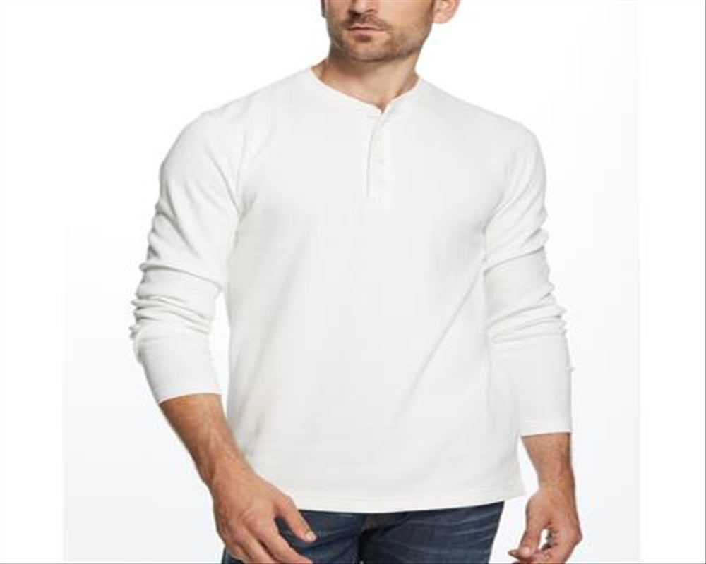 Weatherproof Vintage Men's Waffle Knit Thermal Henley Shirt White Size X-Large