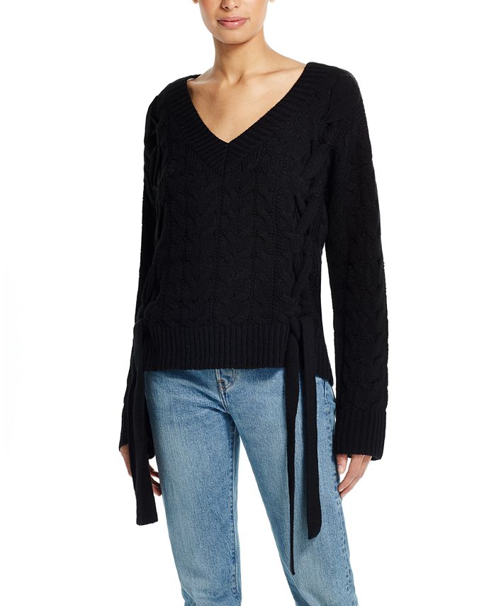 Weatherproof Vintage Women's Side Tie Sweater  Black Size XS